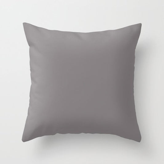 Armadillo Mid Tone Grey Solid Color Pairs To Sherwin Williams Sensuous Gray SW 7081 Throw Pillow
