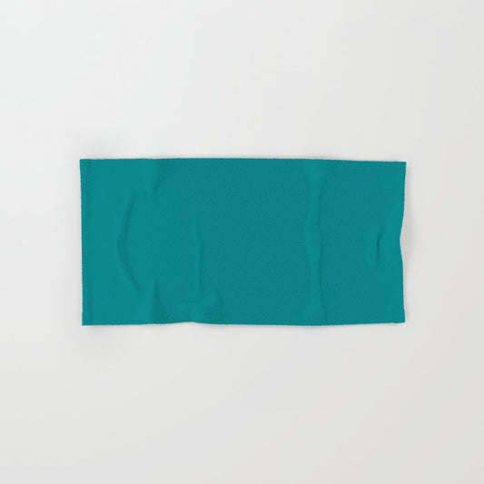 Artistically Bright Mid Tone Aquamarine Green Blue Solid Color Pairs To Sherwin Williams Gulfstream SW 6768 Hand & Bath Towel