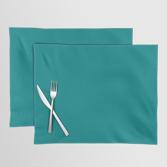 Artistically Bright Mid Tone Aquamarine Green Blue Solid Color Pairs To Sherwin Williams Gulfstream SW 6768 Placemat