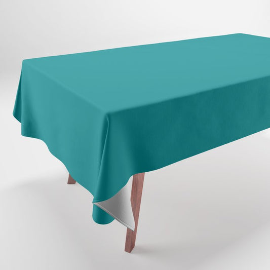 Artistically Bright Mid Tone Aquamarine Green Blue Solid Color Pairs To Sherwin Williams Gulfstream SW 6768 Tablecloth