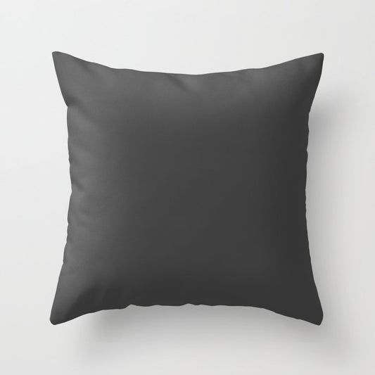 Ash Dark Gray Solid Color Pairs To PPG 2021 Trending Hue Starless Sky PPG0995-7 Throw Pillow