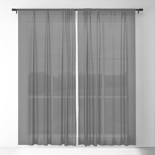 Ash Dark Gray Solid Color Pairs To PPG 2021 Trending Hue Starless Sky PPG0995-7 Sheer Curtain