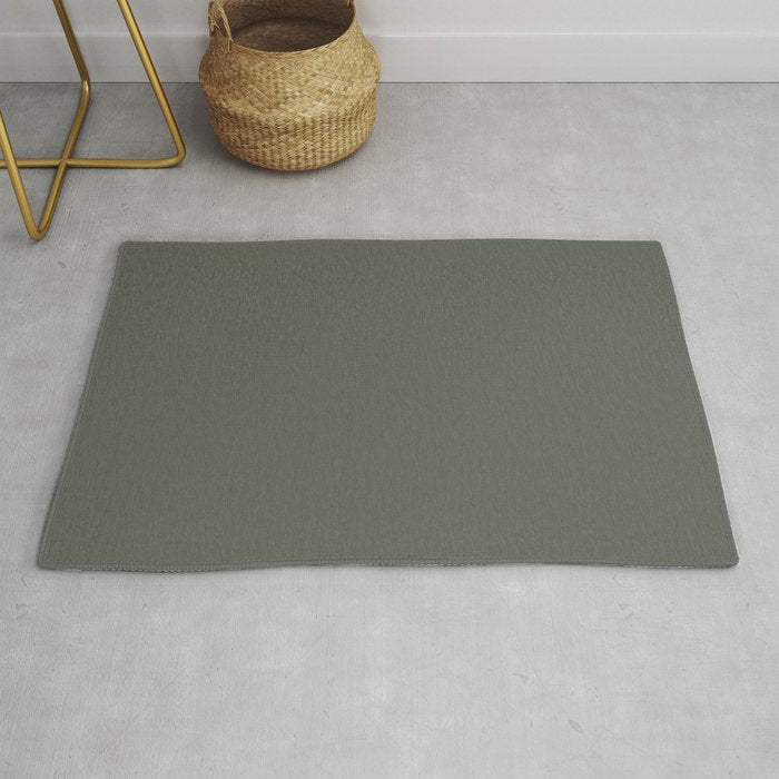 At Peace Dark Green Grey Solid Color Pairs To Sherwin Williams Pewter Green SW 6208 Throw & Area Rugs