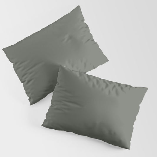 At Peace Dark Green Grey Solid Color Pairs To Sherwin Williams Pewter Green SW 6208 Pillow Sham Set