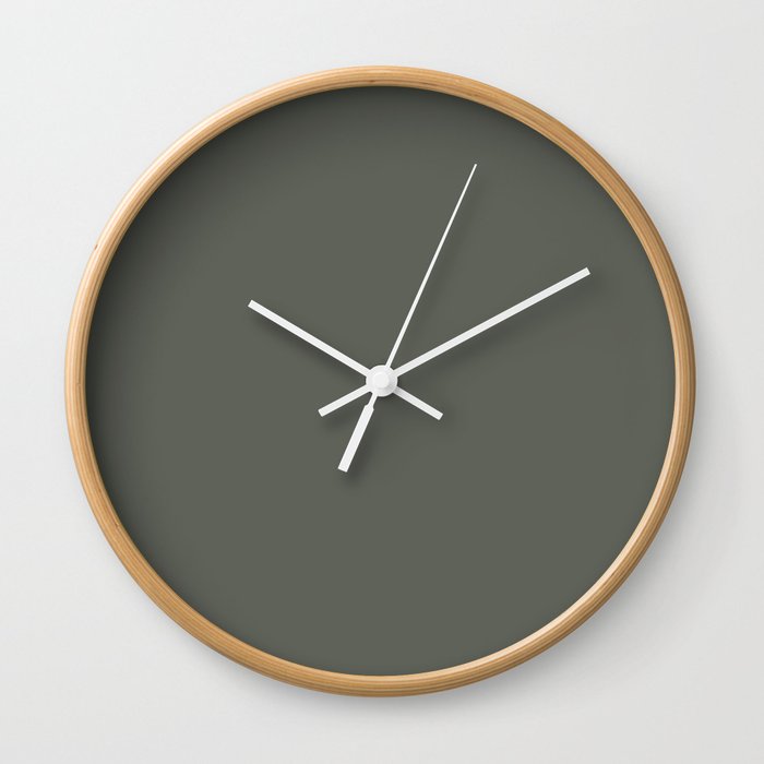 At Peace Dark Green Grey Solid Color Pairs To Sherwin Williams Pewter Green SW 6208 Wall Clock