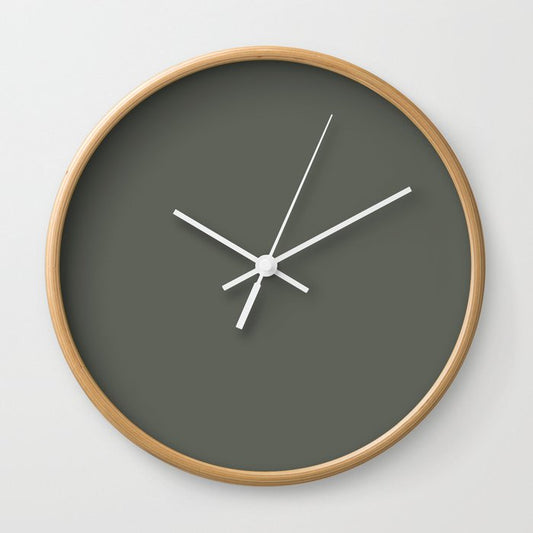 At Peace Dark Green Grey Solid Color Pairs To Sherwin Williams Pewter Green SW 6208 Wall Clock