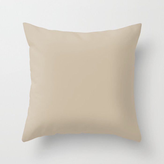 At The Shore Beige Solid Color Accent Shade / Hue Matches Sherwin Williams Downing Sand SW 2822 Throw Pillow