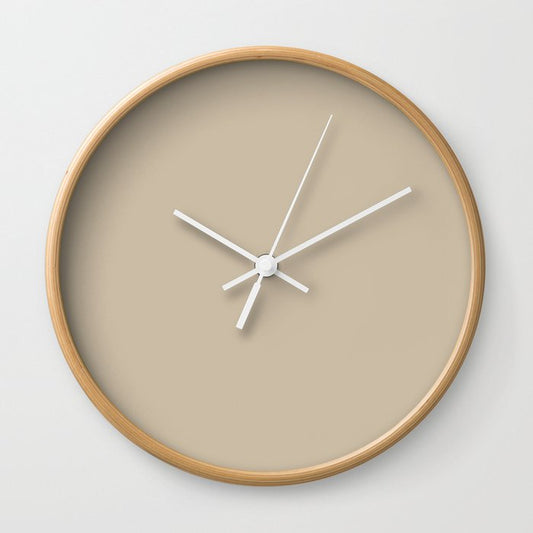 At The Shore Beige Solid Color Accent Shade / Hue Matches Sherwin Williams Downing Sand SW 2822 Wall Clock