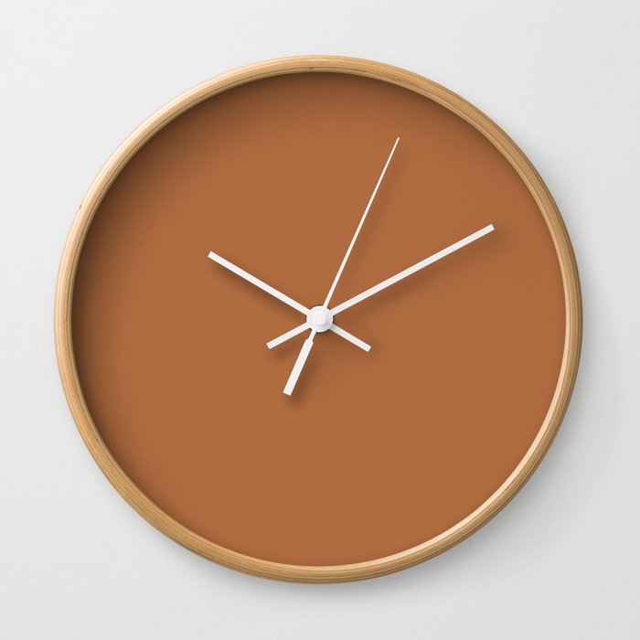 Autumn Brown Solid Color Accent Shade / Hue Matches Sherwin Williams Gingery SW 6363 Wall Clock