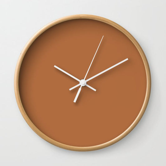 Autumn Brown Solid Color Accent Shade / Hue Matches Sherwin Williams Gingery SW 6363 Wall Clock