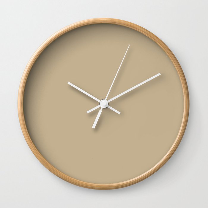 Autumn Fields Neutral Beige Taupe Solid Color Pairs To Sherwin Williams Sawgrass Basket SW 9121 Wall Clock