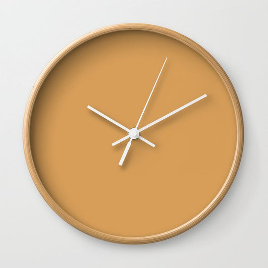 Autumn Maple Leaf Brown Solid Color - Accent Shade - Matches Sherwin Williams Ceremonial Gold SW 638 Wall Clock
