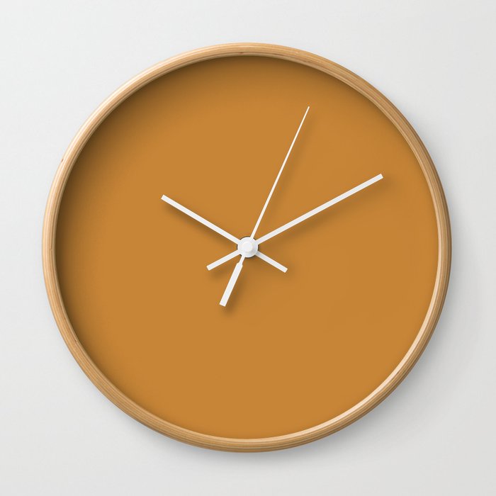 Autumn Orange Brown Solid Color Accent Shade / Hue Matches Sherwin Williams Gold Coast SW 6376 Wall Clock