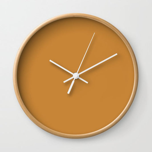 Autumn Orange Brown Solid Color Accent Shade / Hue Matches Sherwin Williams Gold Coast SW 6376 Wall Clock