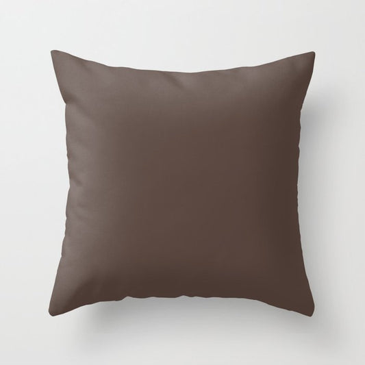 Back To Nature Dark Brown Solid Color Pairs To Sherwin Williams Otter SW 6041 Throw Pillow