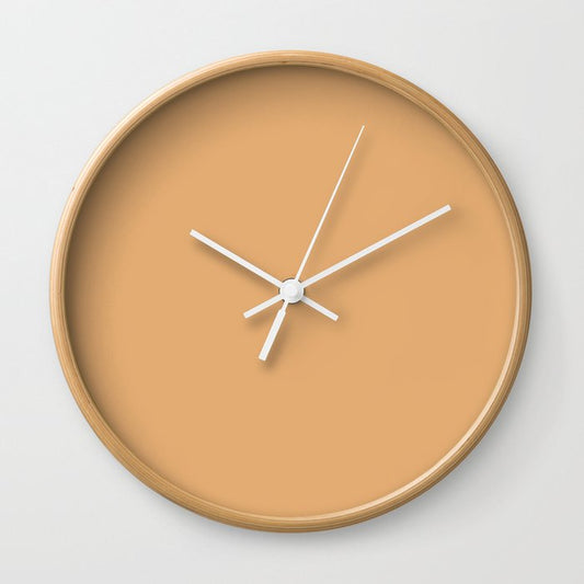 Baked Peaches Orange Solid Color Accent Shade / Hue Matches Sherwin Williams Viva Gold SW 6367 Wall Clock