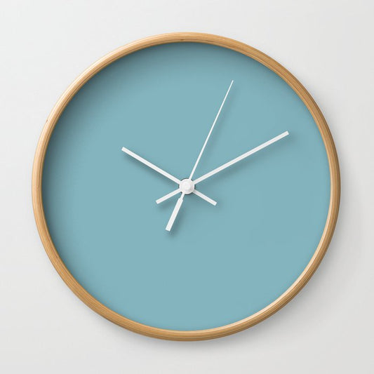 Balmy Light Pastel Blue Solid Color Pairs To Sherwin Williams Ebbtide SW 6493 Wall Clock