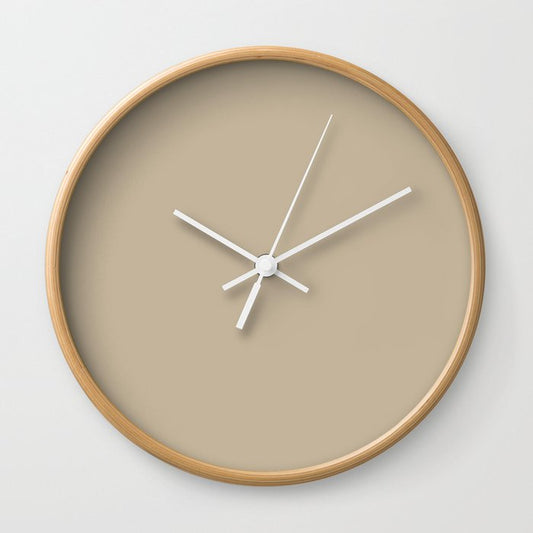 Barcelona Neutral Tan Solid Color Accent Shade / Hue Matches Sherwin Williams Windsor Greige SW 7528 Wall Clock