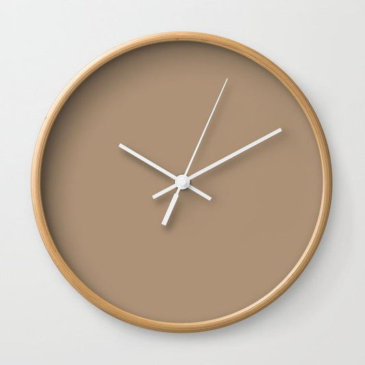 Barren Sand Solid Color - Accent Shade - Matches Sherwin Williams Craftsman Brown SW 2835 Wall Clock