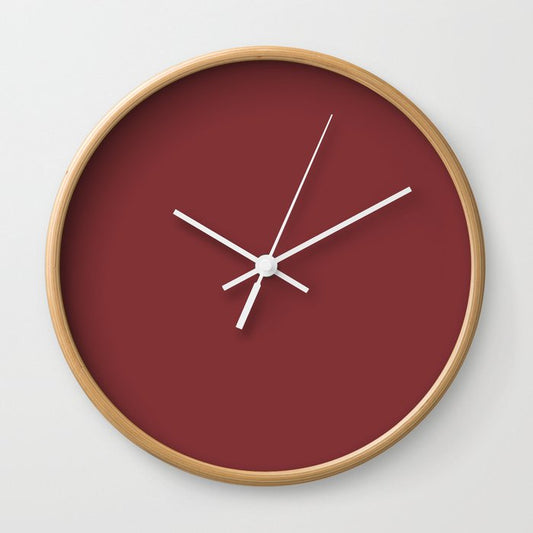 Be Mine Deep Red Solid Color Accent Shade / Hue Matches Sherwin Williams Stolen Kiss SW 7586 Wall Clock