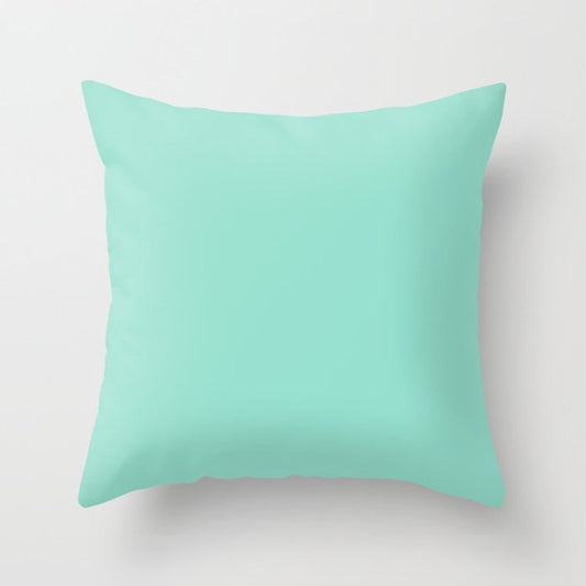 Beach Glass Green-Blue Solid Color PANTONE 13-5412 2022 Summer Trending Shade - Hue - Colour Throw Pillow