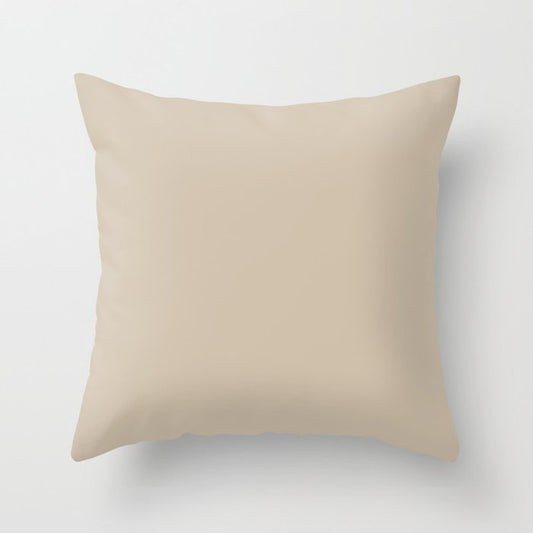 Beachcomber Neutral Beige Solid Color Accent Shade Matches Sherwin Williams Urban Putty SW 7532 Throw Pillow