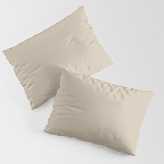Beachcomber Neutral Beige Solid Color Accent Shade Matches Sherwin Williams Urban Putty SW 7532 Pillow Sham Set