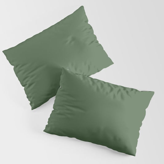 Behr Deep Viridian Green S400-7 - Dark Green Solid Color Pillow Sham Set