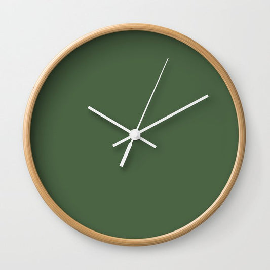 Behr Deep Viridian Green S400-7 - Dark Green Solid Color Wall Clock