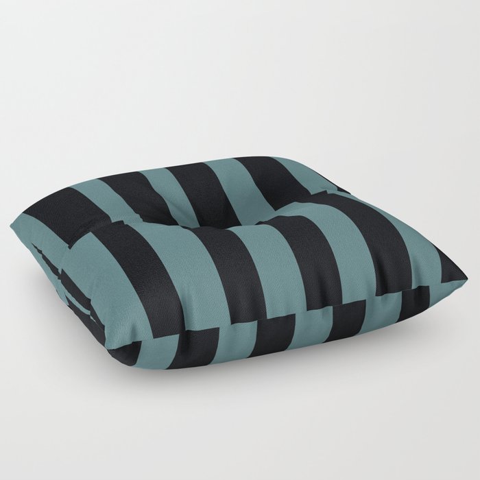 Black Dark Aqua Abstract Stripe Vertical Pattern 2023 Color of the Year Vining Ivy PPG1148-6 Floor Pillow