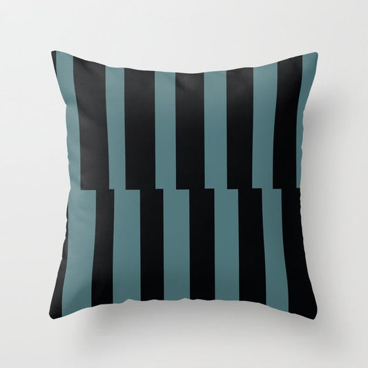 Black Dark Aqua Abstract Stripe Vertical Pattern 2023 Color of the Year Vining Ivy PPG1148-6 Throw Pillow