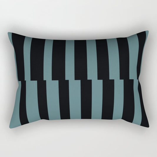 Black Dark Aqua Abstract Stripe Vertical Pattern 2023 Color of the Year Vining Ivy PPG1148-6 Rectangle Pillow
