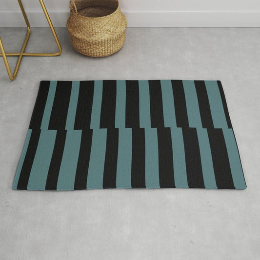 Black Dark Aqua Abstract Stripe Vertical Pattern 2023 Color of the Year Vining Ivy PPG1148-6 Throw and Area Rug