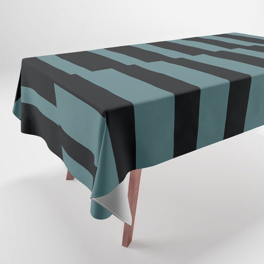 Black Dark Aqua Abstract Stripe Vertical Pattern 2023 Color of the Year Vining Ivy PPG1148-6 Tablecloth