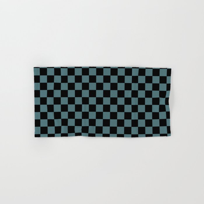 Black Dark Aqua Checkerboard Pattern 2023 Color of the Year Vining Ivy PPG1148-6 Bath & Hand Towels