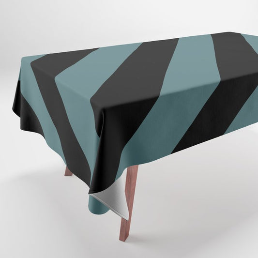 Black Dark Aqua Classic Diagonal Stripe Pattern 2023 Color of the Year Vining Ivy PPG1148-6 Tablecloth