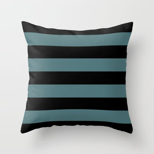 Black Dark Aqua Minimal Horizontal Stripe Pattern 2 2023 Color of the Year Vining Ivy PPG1148-6 Throw Pillow