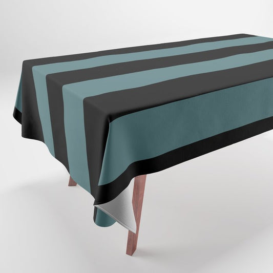 Black Dark Aqua Minimal Horizontal Stripe Pattern 2 2023 Color of the Year Vining Ivy PPG1148-6 Tablecloth
