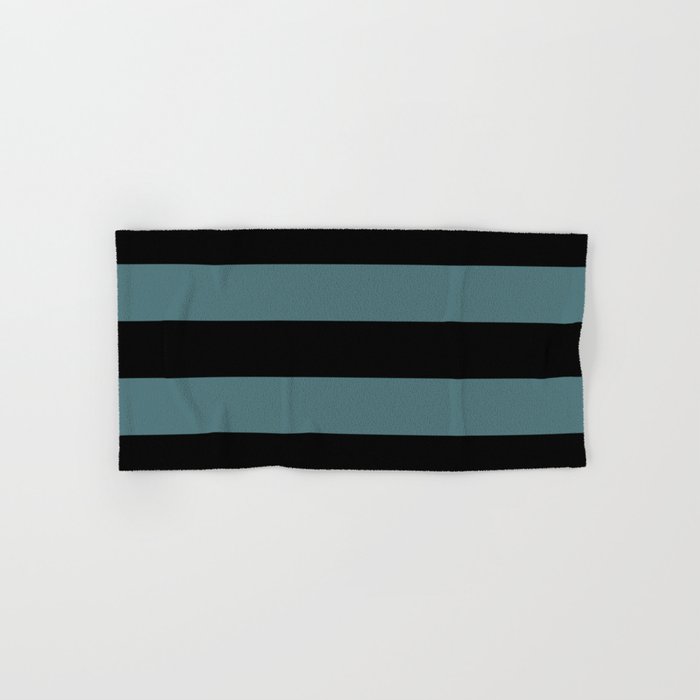 Black Dark Aqua Minimal Horizontal Stripe Pattern 2023 Color of the Year Vining Ivy PPG1148-6 Bath & Hand Towels