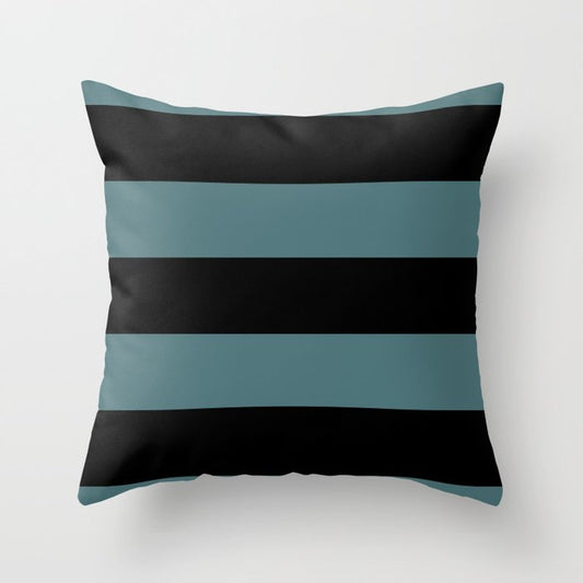 Black Dark Aqua Minimal Horizontal Stripe Pattern 2023 Color of the Year Vining Ivy PPG1148-6 Throw Pillow