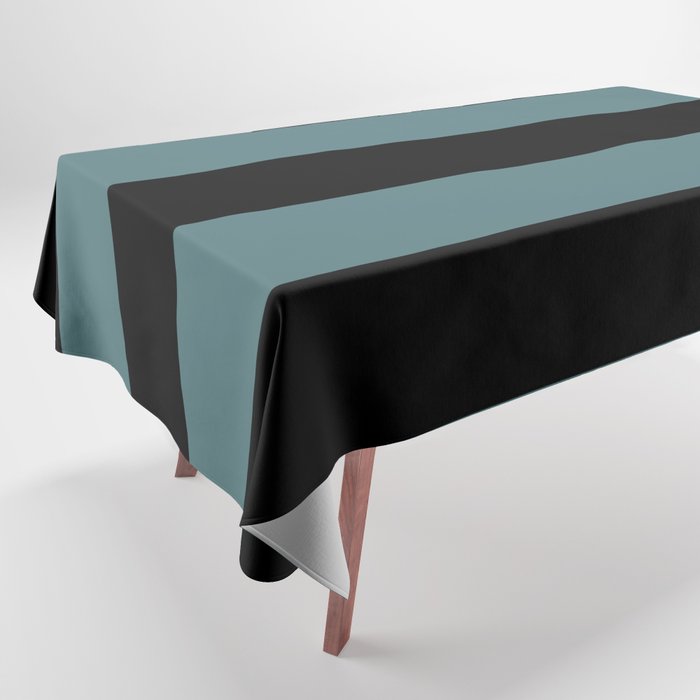 Black Dark Aqua Minimal Horizontal Stripe Pattern 2023 Color of the Year Vining Ivy PPG1148-6 Tablecloth