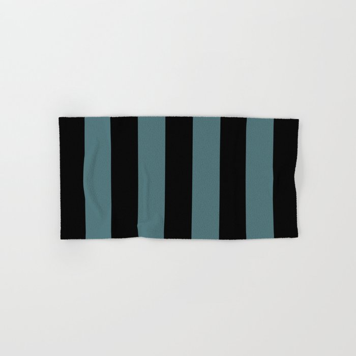 Black Dark Aqua Minimal Vertical Stripe Pattern 2 2023 Color of the Year Vining Ivy PPG1148-6 Bath & Hand Towels