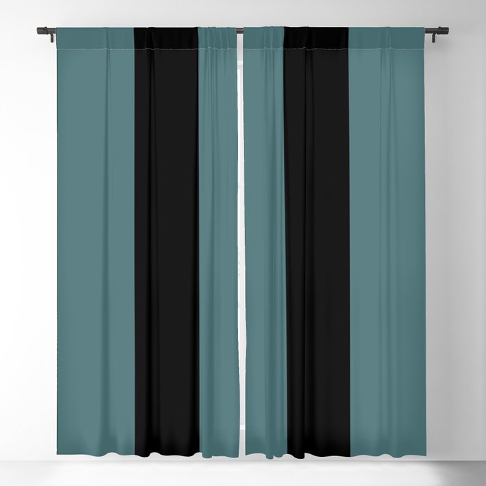 Black Dark Aqua Minimal Vertical Stripe Pattern 2 2023 Color of the Year Vining Ivy PPG1148-6 Blackout Curtain
