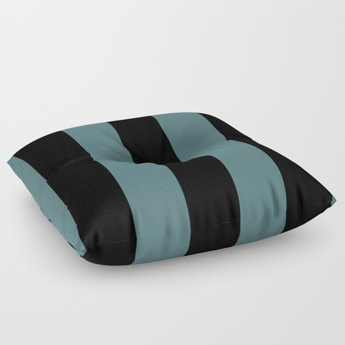 Black Dark Aqua Minimal Vertical Stripe Pattern 2 2023 Color of the Year Vining Ivy PPG1148-6 Floor Pillow