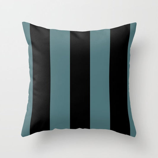 Black Dark Aqua Minimal Vertical Stripe Pattern 2 2023 Color of the Year Vining Ivy PPG1148-6 Throw Pillow