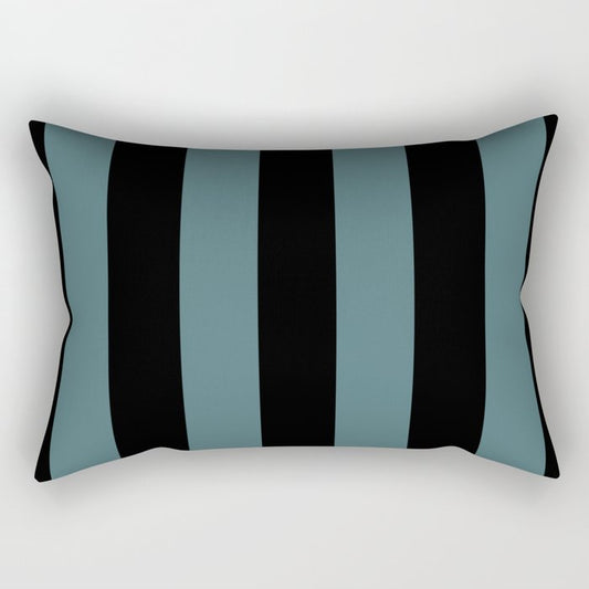 Black Dark Aqua Minimal Vertical Stripe Pattern 2 2023 Color of the Year Vining Ivy PPG1148-6 Rectangle Pillow