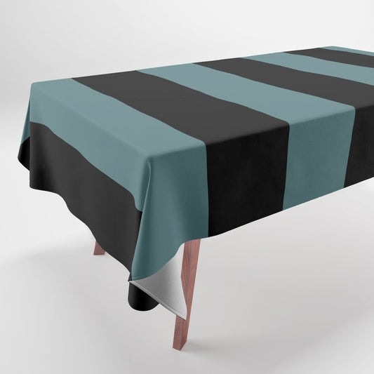 Black Dark Aqua Minimal Vertical Stripe Pattern 2 2023 Color of the Year Vining Ivy PPG1148-6 Tablecloth