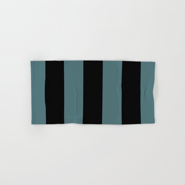 Black Dark Aqua Minimal Vertical Stripe Pattern 2023 Color of the Year Vining Ivy PPG1148-6 Bath & Hand Towels