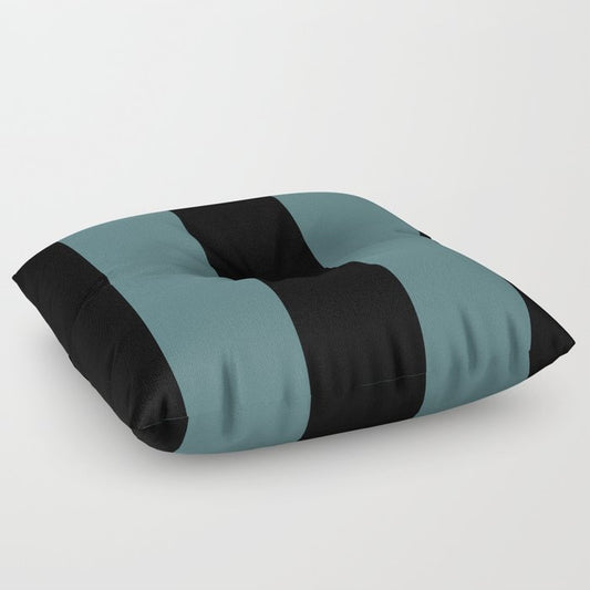 Black Dark Aqua Minimal Vertical Stripe Pattern 2023 Color of the Year Vining Ivy PPG1148-6 Floor Pillow