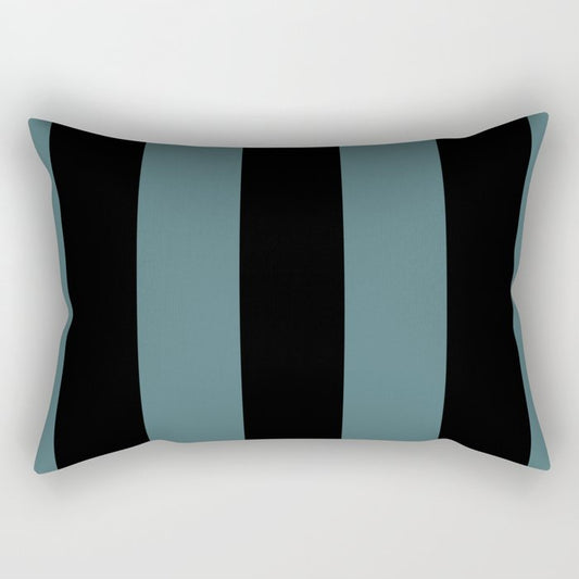 Black Dark Aqua Minimal Vertical Stripe Pattern 2023 Color of the Year Vining Ivy PPG1148-6 Rectangle Pillow